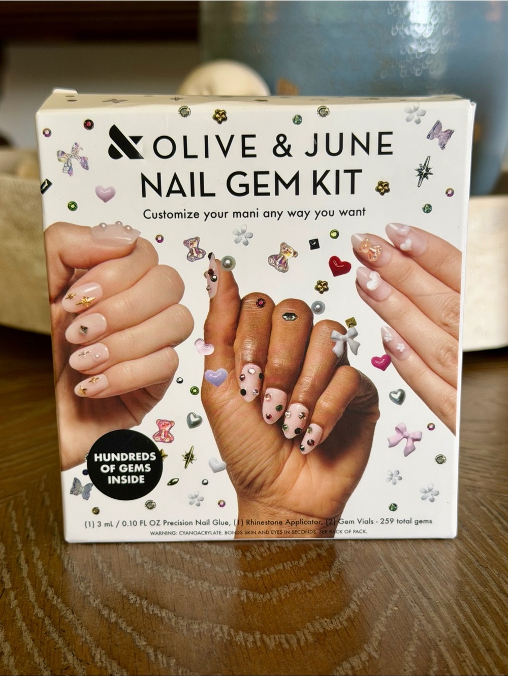 Olive & June Pink Nail Gem Kit - Decorative Nail Embellishments